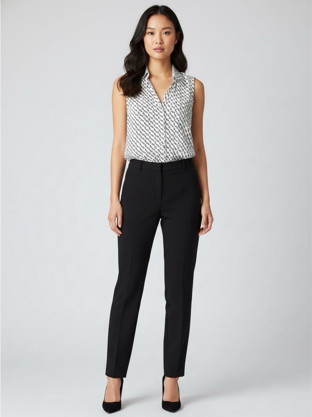 - Women's Polka Dot Button Down Sleeveless Blouse (S)
